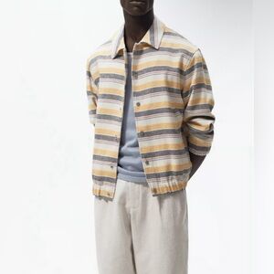 NWT ZARA Striped‎ Multicolored Structured Bomber Shirt Jacket 0706/310 M & L